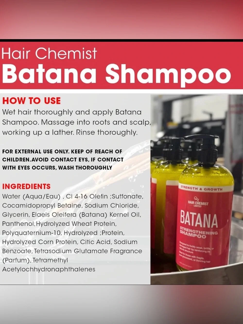Hair Chemist Batana Strengthening Shampoo& Conditioner plus Oil Set -NEW IN BOX
